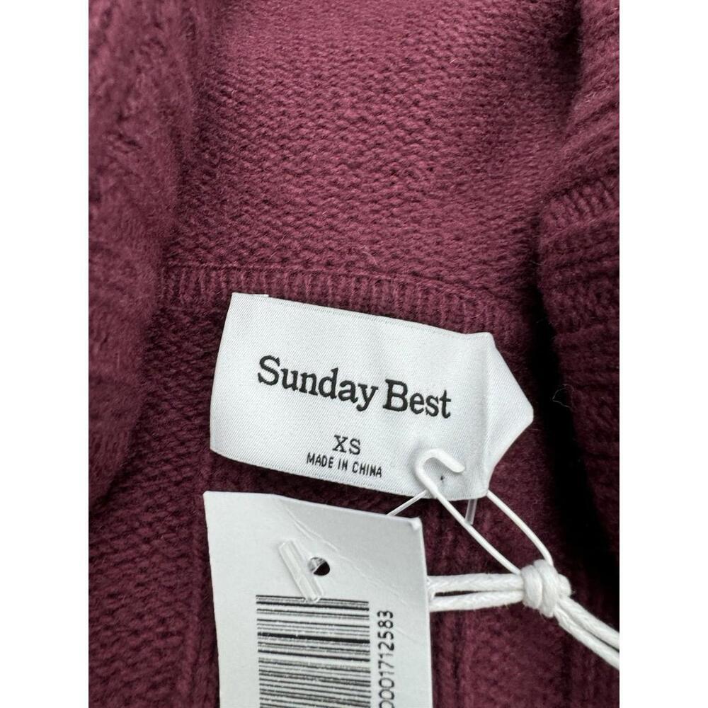 Aritzia Sunday Best Octavia Zip Hoodie Wool Cable Knit Spiced Burgundy Size XS - Picture 3 of 4